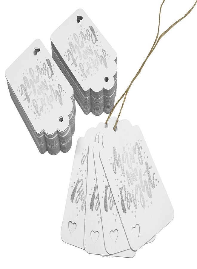 Inkdotpot مجموعة من 50 بطاقة هدايا ورقية من رقائق الفضة الحقيقية من إنكدوتبوت، بتصميم "عيد ميلاد سعيد ومشرق". - Image 3